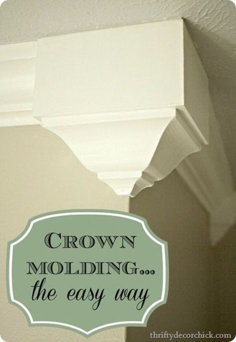 DIY Home Improvement Projects On A Budget - Add Crown Molding - Cool Home Improvement Hacks, Easy and Cheap Do It Yourself Tutorials for Updating and Renovating Your House - Home Decor Tips and Tricks, Remodeling and Decorating Hacks - DIY Projects Easy Crown Molding, Crown Moldings, Thrifty Decor Chick, Home Improvement Loans, Home Repairs, Crown Molding, Boho Home, Diy Home Improvement, Home Repair