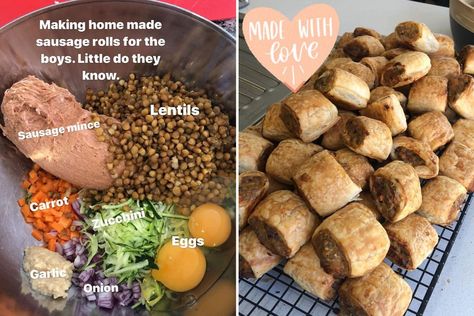 Healthy Sausage Rolls, Lentils And Sausage, Home Made Sausage, Sausage Rolls Recipe, Eat Vegetables, Kids Vegetables, Healthy Balanced Diet, Healthy Lunchbox, Domestic Goddess