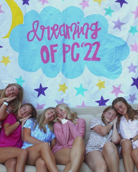 Dreaming Bid Day Theme, Dreaming Of Pc Sorority, Sorority Work Week, Event Fits, Sorority Themes, Sorority Poses, Recruitment Themes, Sorority Banner, Tri Sigma