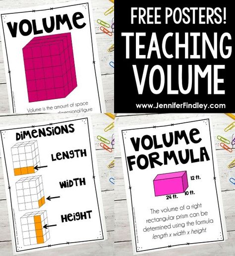 Teaching Volume - (Free Volume Hands-on Activity and Posters) - Area And Volume Activities, Hands On Volume Activities, Teaching Volume 5th Grade, Volume 5th Grade Math, Volume Anchor Chart 5th Grade, Volume Activities 5th Grade, Measuring Volume Activities, Volume Anchor Chart, Volume Math Activities