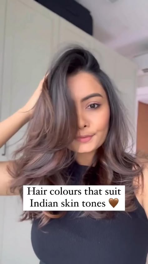 Hair Colour Ideas For Medium Hair, Medium Tone Hair Color, Hair Highlight Ideas For Black Hair, Highlight Color Ideas For Black Hair, Highlight For Indian Skin Tone, Hair Colour According To Skin Tone, What Hair Colour Suits My Skin Tone, Aesthetic Hair Colour Ideas, Indian Hair Colour Ideas