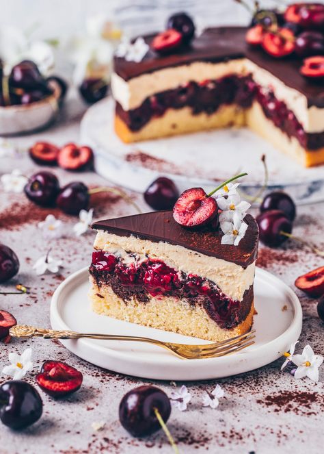 Danube Wave (Vegan Cherry Chocolate Marble Cake) Chocolate Marble Cake, Wave Cake, German Cake, Cherry Chocolate, Cherry Desserts, Cherry Cake, Vegan Cakes, Marble Cake, Pie Cake