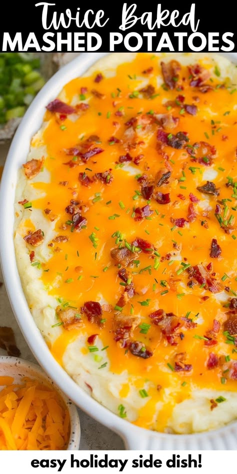 Baked Mashed Potatoes Recipe, Recipes Diner, Twice Baked Mashed Potatoes, Dinner Menu Planning, Baked Mashed Potatoes, Mashed Potato Casserole, Loaded Mashed Potatoes, Mashed Potatoes Recipe, Best Thanksgiving Recipes