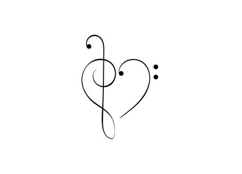 Treble And Bass Clef Heart, Music Key Tattoo, Treble Clef Tattoo Unique, Music Note Tattoos, Little Tattoo Ideas, Treble Clef Heart, I Choose Peace, Treble Clef Tattoo, Music Notes Tattoo