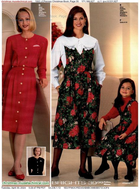 1993 JCPenney Christmas Book, Page 35 - Catalogs & Wishbooks Christmas Outfit Aesthetic, Vintage Christmas Dress, Christmas Attire, 80s Prom Dress, 1960 Fashion, Outfit Retro, 90s Inspired Outfits, Elegant Outfit Classy, Christmas Party Outfits