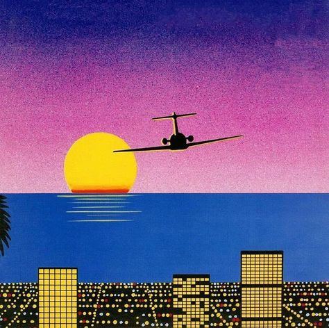 Hiroshi Nagai, Vaporwave Wallpaper, Vaporwave Art, Retro Artwork, New Retro Wave, Japon Illustration, Retro Waves, Retro Wallpaper, Retro Futurism