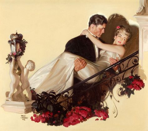 Romance Arte, Tom Lovell, Arte Pulp, Andrew Loomis, Graphisches Design, Beautiful Oil Paintings, Romance Art, Vintage Romance, Vintage Drawing