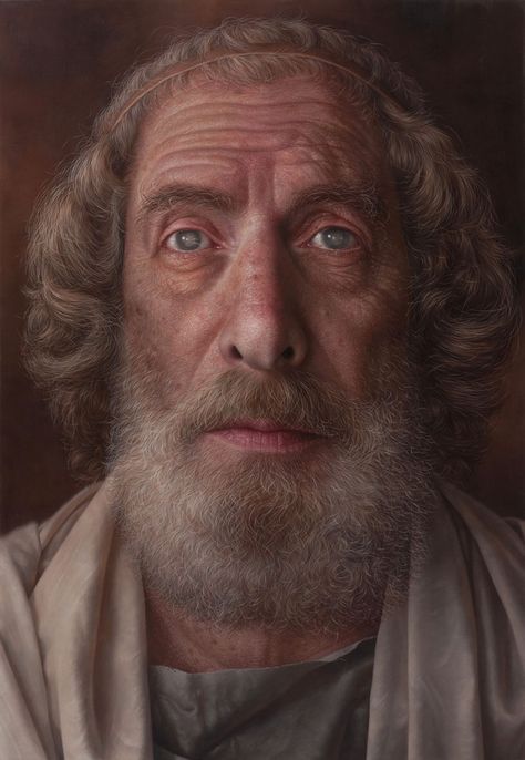 Hyperrealistic Portraits Using Acrylic Paint Homer Poet, Neo Rauch, Hyperrealistic Drawing, Christopher Hitchens, Robert Downey Jr., Hyper Realistic Paintings, Ian Mckellen, Painting Words, Realistic Paintings