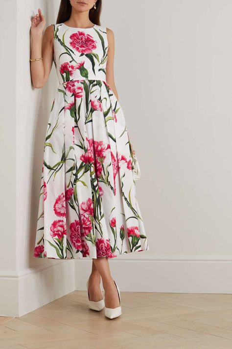 Vintage Midi Dresses, Mob Dresses, Dolce Gabbana Dress, Mode Casual, Fashionista Clothes, Cotton Midi Dress, Pink Midi Dress, Classy Dress, Modest Dresses