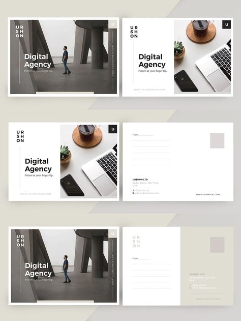 Creative Postcard Templates InDesign Mailer Postcard Design, Postcard Flyer Design, Postcard Mailer Design, Marketing Postcard Design, Postal Card Design, Postcard Design Marketing, Postcard Design Business, Postcard Design Layout, Modern Postcard Design