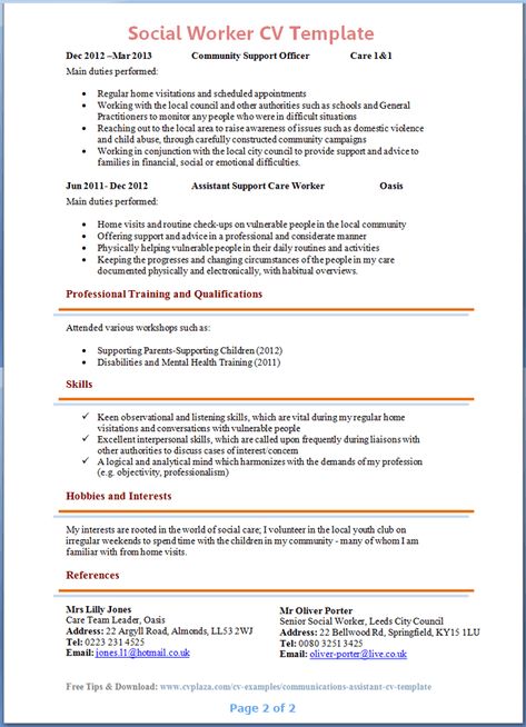 Social Worker CV Template + Tips and Download – CV Plaza Teacher Skills, Learning Support Assistant, Resume Teacher, Cover Letter Teacher, Classroom Assistant, Teacher Resume Examples, Teaching Resume, Job Resume Samples, Cv Examples