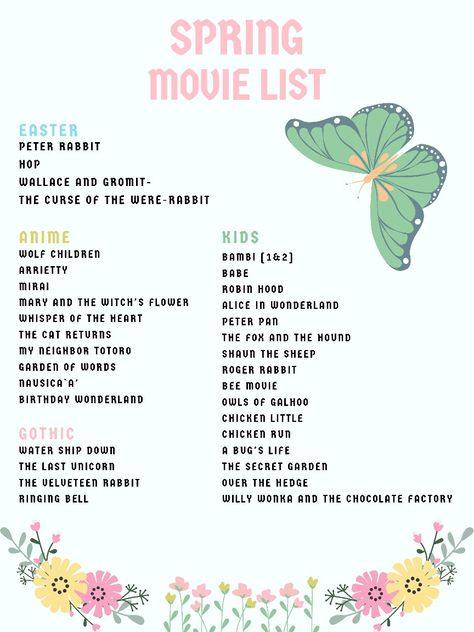 Spring Fun Aesthetic, Spring Movies Aesthetic, Rainy Day Outfit For Spring Aesthetic, Things To Do In The Spring, Spring Things To Do, Spring To Do, Spring Bucket List Aesthetic, Spring Movies List, Spring Activities Aesthetic