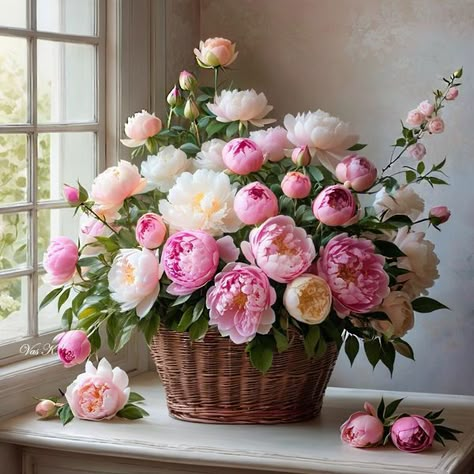 Basket Flowers, Flowers Basket, Luxury Flower Bouquets, Box Flowers, Flowers Vase, Splash Screen, Beautiful Flowers Photos, Rose Vase, Peonies Garden