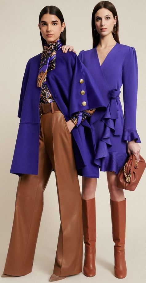 Colour Combinations Fashion, Color Blocking Outfits, Color Combinations For Clothes, Purple Outfits, Winter Fashion Outfits, Street Styles, Fashion Classy, Retinol, Couture Fashion