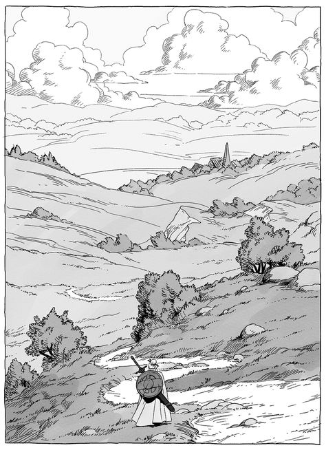 Ink Landscape Drawing, Background Drawing Ideas, Draw Landscape, Draw Nature, Drawing Still Life, Environment Sketch, Magical Sky, Floating Islands, Landscape Design Drawings