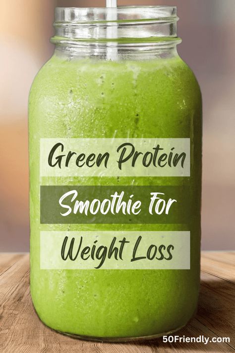 Green Protein Smoothie for Weight Loss - 50 Friendly Chia Seeds Almond Milk, Low Fat Smoothies, Low Carb Green Smoothie, Banana Greek Yogurt, Green Protein Smoothie, Protein Smoothie Recipes Healthy, Green Smoothie Recipes Healthy, Homemade Protein Shakes, Low Sugar Smoothies