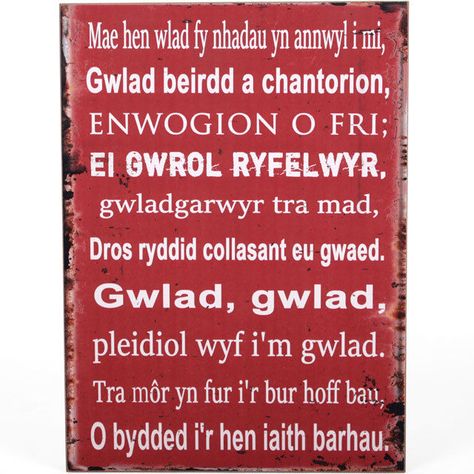 SHABBY CHIC WOODEN WALL PLAQUE - SIGN WELSH NATIONAL ANTHEM WALES RUGBY Welsh National Anthem, Learn Welsh, Wales Rugby, Welsh Language, Wooden Wall Plaques, National Anthem, Family Memories, Plaque Sign, Bar Design