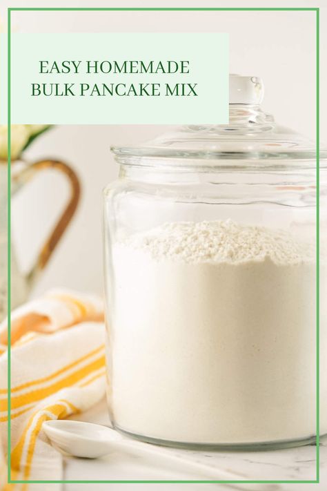 This pin showcases a glass container filled with a delicious bulk pancake mix, perfect for a quick homemade breakfast. It emphasizes the ease and convenience of creating pancake mix from scratch. Bulk Pancake Mix Recipe Homemade, Homemade Pancake Mix Recipe Just Add Water, Pre Made Pancake Mix Recipe, Dry Pancake Mix Recipe Just Add Water, Pancake Mix Recipe Just Add Water, Diy Pancake Mix Easy Just Add Water, Dry Pancake Mix Recipe, Diy Pancake Mix Easy, Instant Pancake Mix Recipe