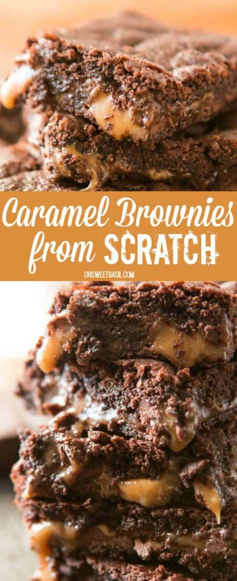 Caramel Brownies From Scratch, Cake Mix From Scratch, Caramel Brownies Recipe, Cake Mix Brownies, Dessert Halloween, Brownies From Scratch, Gooey Brownies, Tasty Desserts, Recipes Cookies