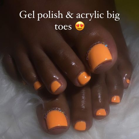 Short Square Acrylic Nails Ombre, Acrylic Nails Toes, Orange Toe Nails, Mani Nails, Multicolored Nails, Gel Toe Nails, Acrylic Toes, Acrylic Toe Nails, Toe Nail Color