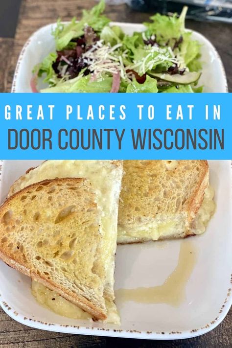 Great Places to Eat in Door County, Wisconsin - Adventure Mom Fish Boil, Fried Cheese Curds, Adventure Mom, Wisconsin Cheese, Door County Wisconsin, Roasted Walnuts, Strawberry Syrup, Walnut Salad, Cheese Curds