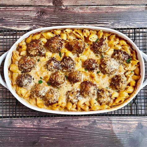 Swedish Meatball Pasta Bake, Meatball Pasta Bake Recipes, Swedish Meatball Pasta, Meatball Pasta Recipes, Meatball Pasta Bake, Swedish Meatballs Easy, Ground Beef Pasta, Seasonal Eating, Meatball Pasta