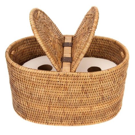 Artifacts Rattan Oval Double Tissue Roll Box in Honey Brown Tissue Roll Holder, Wood Toilet Paper Holder, Roll Storage, Toilet Paper Roll Holder, Honey Brown, Home Building Design, Wicker Basket, Roll Holder, Tissue Box Covers