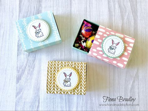 Quick Easter Egg Treat Boxes - Handmade by Fiona Stampin Up Easter Treat Boxes, Stampin Up Easter Treat Holders, Stampin Up Easter Treats, Easter Treat Boxes, Easter Treat Holders, Treat Boxes Diy, Diy Easter Treats, Easter Egg Treats, Easter Sweet Treats