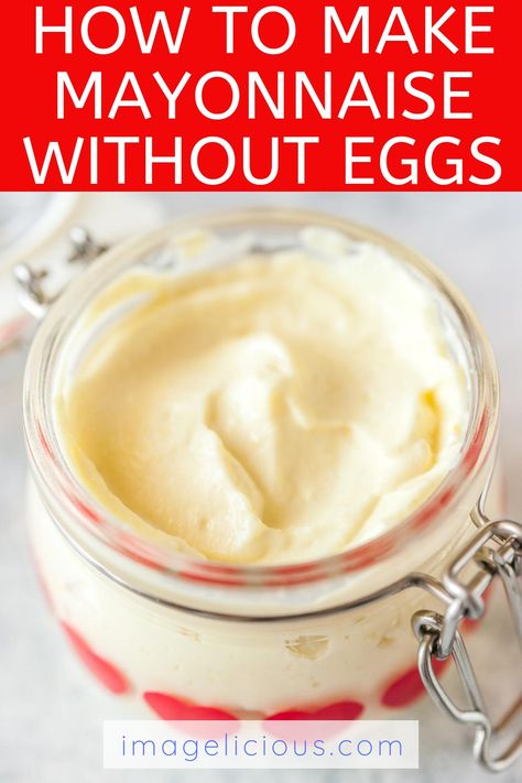 This Homemade Eggless Mayonnaise is creamy, smooth, and perfect to spread over bread for sandwiches or add to salads. Learn how to make Mayonnaise without Eggs in just 2 minutes | imagelicious.com #mayo #mayonnaise #eggfree Eggless Mayonnaise Recipe, Eggless Mayonnaise, Healthy Mayonnaise, Bread For Sandwiches, Homemade Mayonnaise Recipe, How To Make Mayonnaise, Egg Mayonnaise, Homemade Mayo, Mayonnaise Recipe