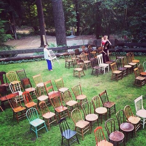 Ellijay Georgia, Backyard Wedding Ideas, Small Backyard Wedding, Chairs Vintage, Forest Theme Wedding, Enchanted Forest Wedding, Event Furniture, Furniture Rental, Hippie Wedding