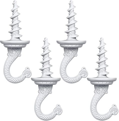 Amazon.com: Hanging Ceiling Hooks Wall Swag Hook Driller Hook for Plants Chandelier Indoor and Outdoor (White, 2 Pieces) : Everything Else Chandelier White, Cavity Wall, Ceiling Hooks, Adhesive Wall Hooks, Swag Lamp, Hanging Ceiling, Ceiling Installation, White Chandelier, Utility Hooks