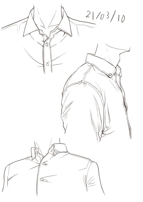 Dress Shirt Drawing Reference Male, How To Draw Clothes Side View, How To Draw Male Neck, Drawing Victorian Clothes, Suit Side View Drawing, Male Chest Side View, Pants Side View Drawing, Shirt Side View Drawing, Sideview Drawing Reference