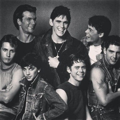 :) Do you know the real reason why they're laughing? Look it up The Outsiders Cast, 80s Actors, The Outsiders Greasers, Dallas Winston, The Outsiders 1983, Emilio Estevez, Toshiro Hitsugaya, Matt Dillon, Ralph Macchio