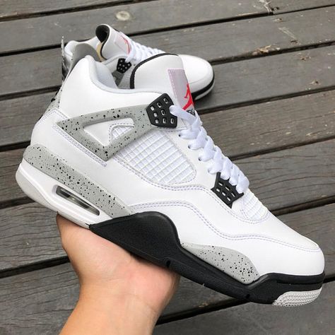 SALE OFF FROM #COSYZONE DM TO GET THE DISCOUNT Air Jordan 4 White Cement, Jordan 4 White Cement, Shoes 4s, Purple Basketball Shoes, Air Jordan Retro 4, Jordan 4 White, Custom Jordans, Basketball Shoes For Men, Jordan Retro 4