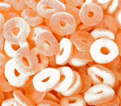 Peach Rings Candy, Candy Aesthetic, Peach Walls, Rings Aesthetic, Orange Aesthetic, Peach Rings, Gummy Candy, Candy, Fruit