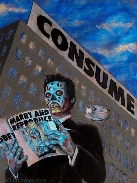 They Live fan art Commentary Art, They Live Movie, Horror Villians, E Portfolio, Social Commentary, John Carpenter, Horror Movie Art, Movie Poster Art, Science Fiction Art