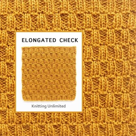 🧶 Elongated Rib Check Knit Purl block 33 🆓 Knitting Unlimited Knitted Squares Pattern, Yarn Ideas, Knit Purl, Beginner Knitting Patterns, Purl Stitch, How To Purl Knit, Ribbed Texture, Square Pattern, Knitting Stitches