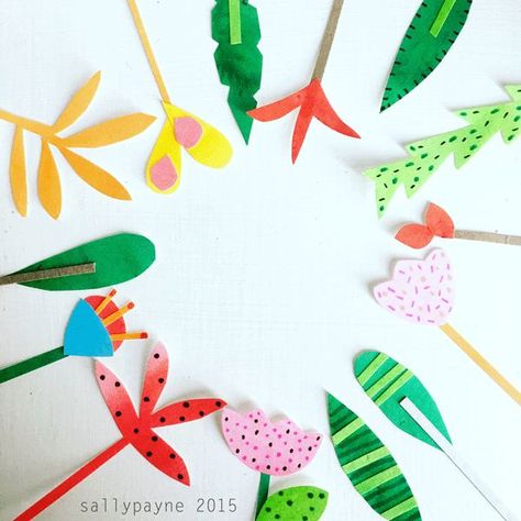 Sally Payne, Cutout Art, Cut Paper Illustration, Cut Out Art, Paper Cutout Art, Paper Plants, Flower Collage, Kids Art Class, Collage Illustration