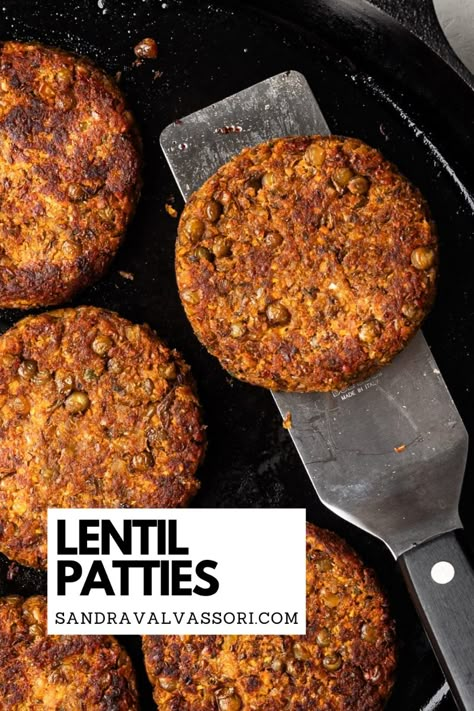 This quick and easy recipe for vegan, gluten-free Lentil Patties requires only simple pantry ingredients and 35 minutes to prepare. Perfect for lunches, snacks or a filling plant-based meal. Vegetarian Patty Recipes, Can Lentil Recipes Healthy, Lentil Breakfast Recipes, Canned Lentil Recipes, Lentil Burger Recipe, Cooking Lentils, Lentil Bread, Vegan Lentil Recipes, Lentil Patties