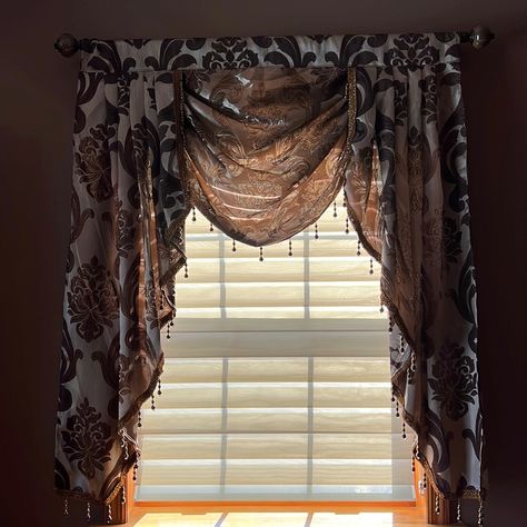 Window Valance In Brown 5 Available Elegant Window Treatments, Waterfall Valance, Window Valances, Wide Curtains, Curtain Valance, Window Valance, Valances, Maroon Color, Screen Shot