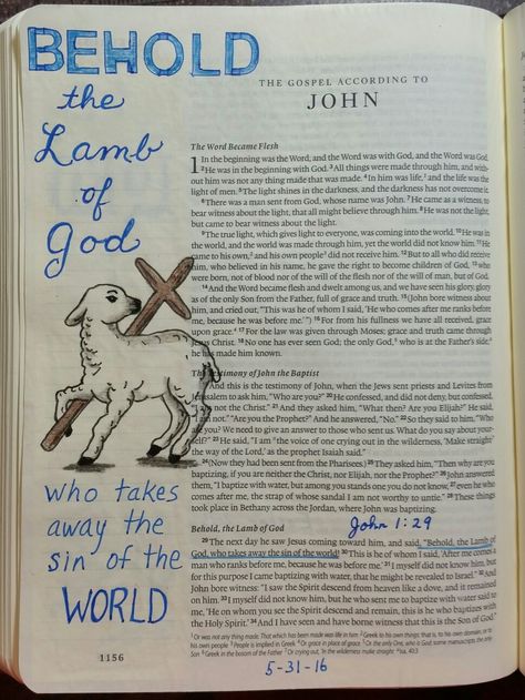 John 1:29 - by Paula Kay Bourland John 1 Journaling, John Chapter 1, Bible Marking, John 1 29, John Bible, Bible Lettering, Scripture Verse Art, Bible John, Faith Board