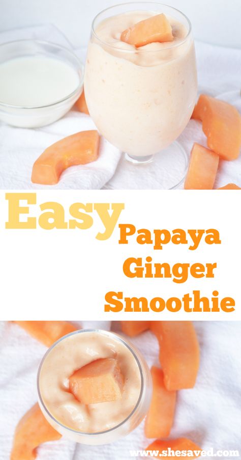 Papaya Recipes Smoothie, Healthy Papaya Smoothie, Ginger Breakfast Recipes, Recipes With Papaya, Papaya Recipes Healthy, Papaya Smoothie Recipe, Pear Smoothie Recipes, Quick Nutritious Breakfast, Chocolate Raspberry Smoothie