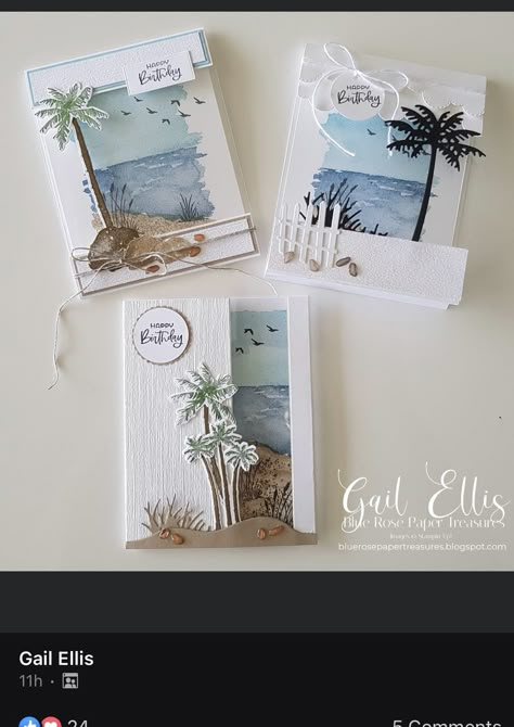 Gail Ellis, Nautical Cards, Beach Cards, Masculine Birthday Cards, Making Greeting Cards, Beach Scene, Stamping Up Cards, Card Tutorials, Creative Cards