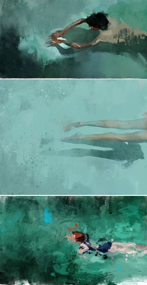 Paintings Of People, People Swimming, Walls Living Room, Art Walls, Underwater Painting, Water Art, Arte Inspo, Arte Sketchbook, Water Painting