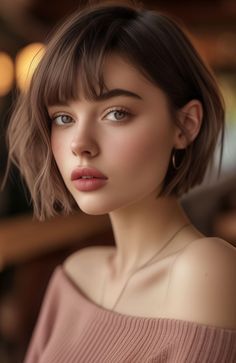 French Bob With Side Bangs, Haircute Style, French Bob Bangs, French Bob Haircut Round Face, French Bob Thick Hair, French Bob With Bangs Round Faces, French Bob Fine Hair, French Bob With Bangs, Side Bangs Bob