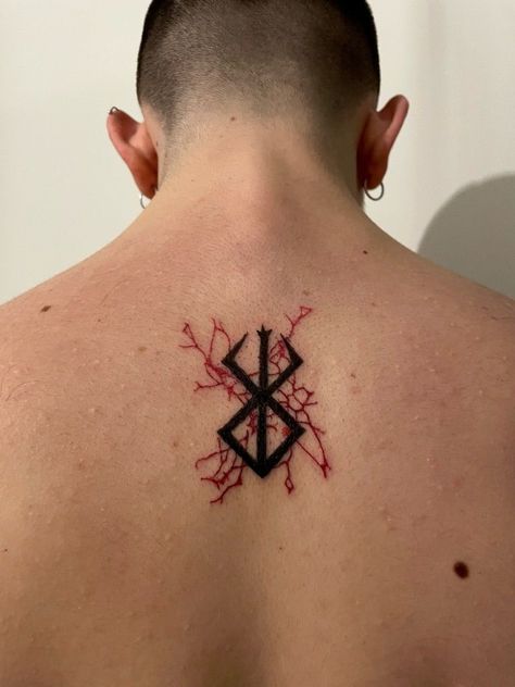 Sacrifice Tattoo Men, Berserk Tattoo Guts, Behelit Tattoo, Loki Tattoos, Brand Of Sacrifice Tattoo, Guts Tattoo, Berserk Tattoo Ideas, Berserk Tattoos, 3rd Eye Tattoo