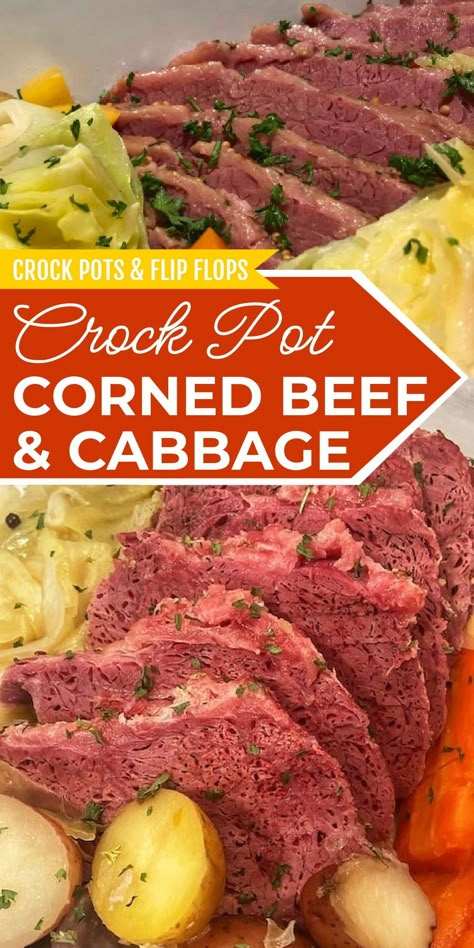 The simplest and most delicious method for preparing corned beef and cabbage is using your slow cooker with this recipe from Crock Pots And Flip Flops. This dish is tailor-made for the slow cooker and consistently delivers. Whether you're honoring the luck of the Irish or simply seeking a hearty and easy family dinner, this recipe is an ideal choice. Potatoes, carrots, and cabbage complement the seasoned beef perfectly. Corn Beef Recipes, Dutch Oven Corned Beef, New England Boiled Dinner, Happy Money Saver, Crock Pot Corned Beef, Crock Pot Corn, Homemade Corned Beef, Boiled Dinner, Slow Cooker Corned Beef