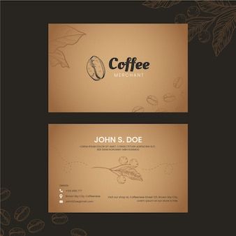 Coffee Shop Business Card, Design Coffee Shop, Vertical Business Card, Double Sided Business Cards, Vertical Business Cards, Free Business Cards, Lettering Logo, Design Coffee, Vector Hand