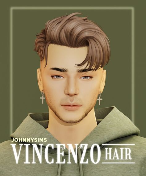 Vincenzo Hair | Patreon Mullet Side Part, Male Hair Ideas, Maxis Match Hair, Los Sims 4 Mods, Sims 4 Hair Male, Ts4 Hair, Sims 4 Male, Sims 4 Cc Hair, Pelo Sims