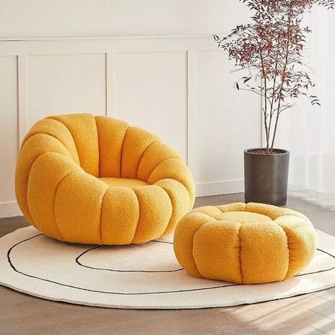 FINE MAKER Pumpkin Bean Bag Chair with Foot Pad Lazy Sofa - Walmart.com Puffy Chair, Cargo Home, Sofa Orange, Lazy Chair, Stylish Accent Chairs, Unique Chair, Funky Home Decor, Lazy Sofa, Apartment Decor Inspiration